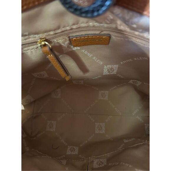 ANNE Klein Women Camel color Faux leather Faux Shearing Small Totes Bag handbag - Picture 13 of 13